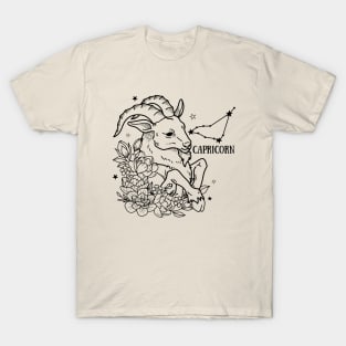 Capricorn Zodiac Sign Floral T-Shirt